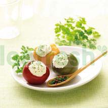 TRIO OF PEPPERS STUFFED WITH COW'S MILK RICOTTA